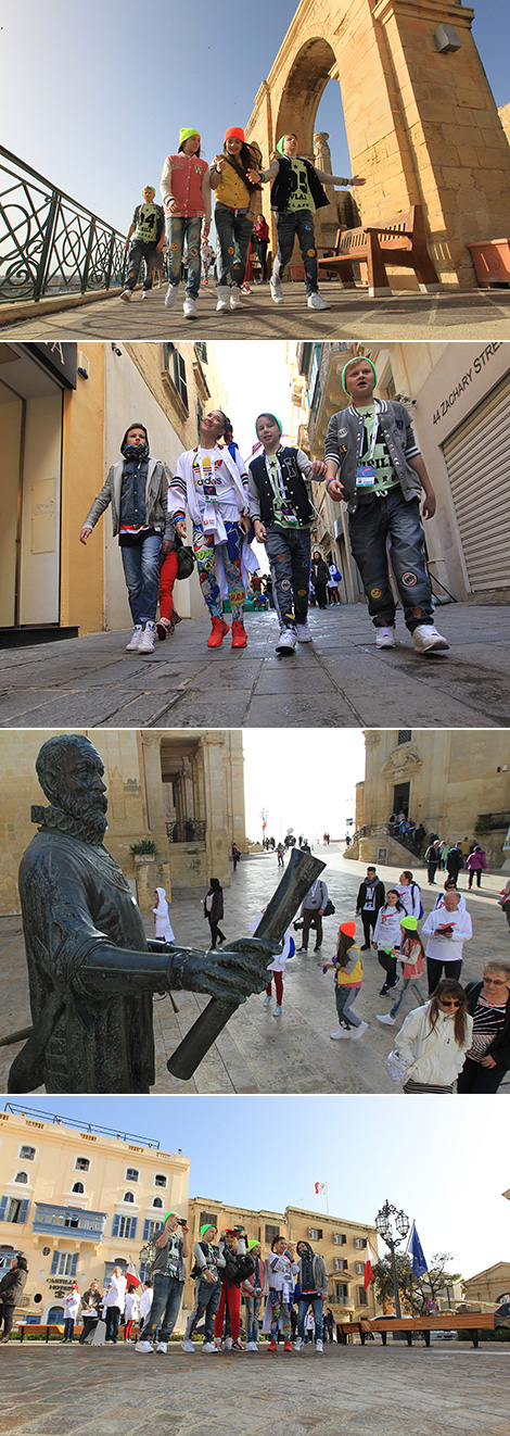 The Belarusian representatives of the 2016 Junior Eurovision during a walk around Valletta sightseeing the main attractions of the Maltese capital