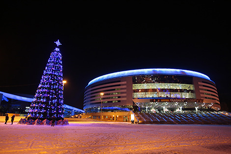 New Year lights near Minsk Arena