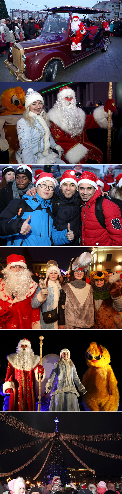 Около 600 Дедов Морозов и Снегурочек прошли шествием по центру Гродно