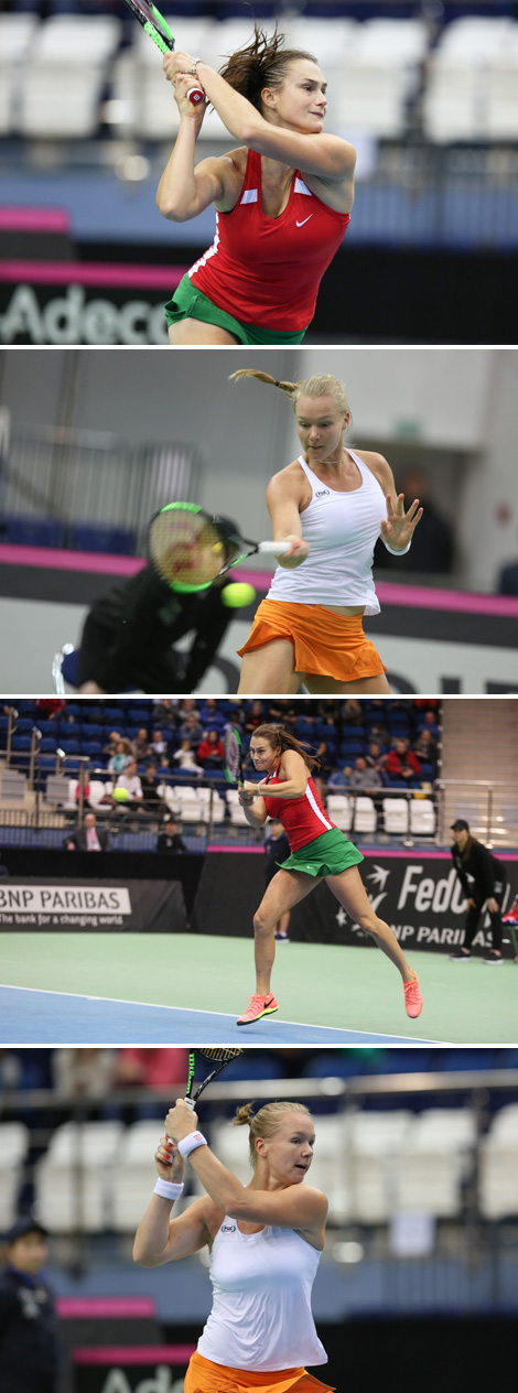 Arina Sobolenko and Kiki Bertens