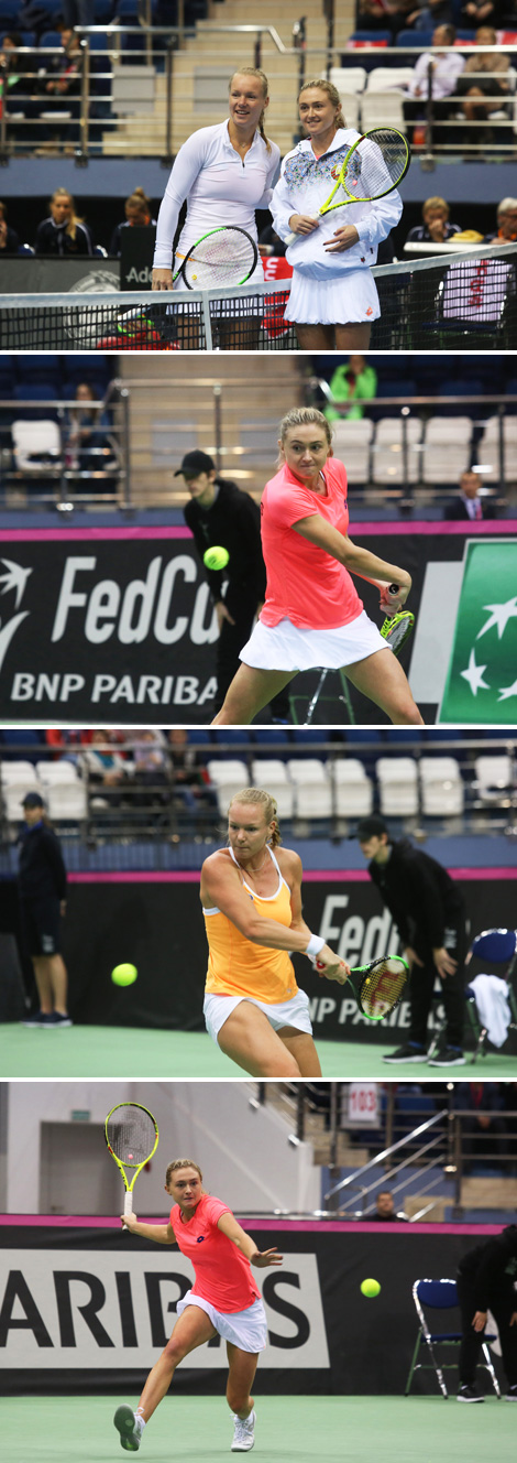 Aleksandra Sasnovich and Kiki Bertens