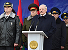 Президент Беларуси Александр Лукашенко на торжественном марше в честь 100-летия образования белорусской милиции
