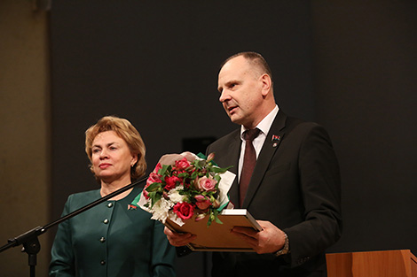 Alexander Nabzdorov, Director of OAO Galanteya, is awarded with a certificate of honor of the National Assembly of Belarus