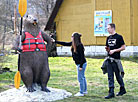 A lifeguard beaver sculpture on the Augustow Canal