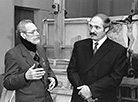 Belarus President Alexander Lukashenko in the art workshop of Mikhail Savitsky