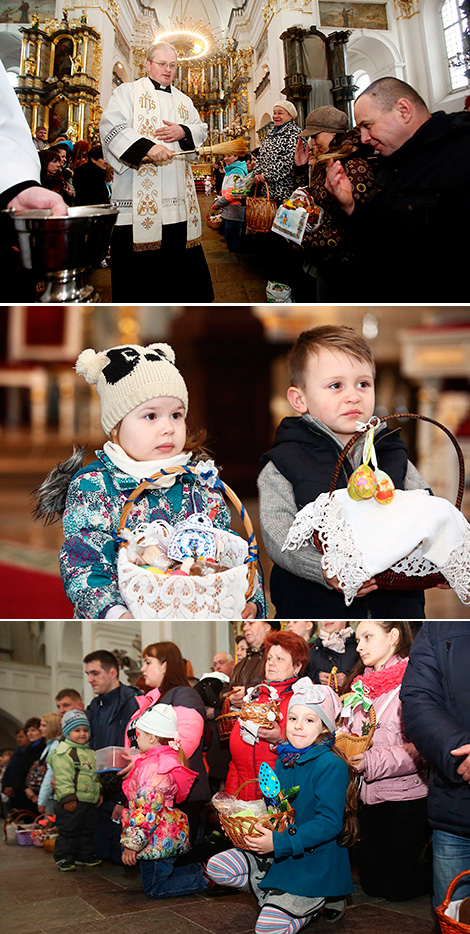 Blessing of Easter treats in St. Francis Xavier Cathedral, Grodno