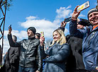 Ceremony of launching the first cruise ship The Belaya Rus
