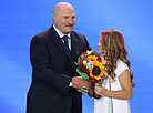 Belarus President Alexander Lukashenko bestowed the award upon the winner of the grand prix of the international children music contest Vitebsk 2017 Mariya Magilnaya