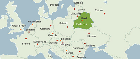 Belarus on the map of Europe