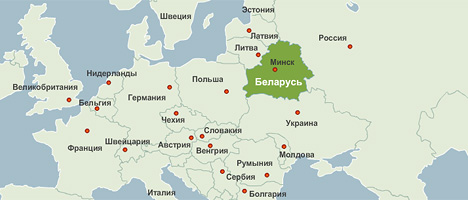 Беларусь на карте Европы