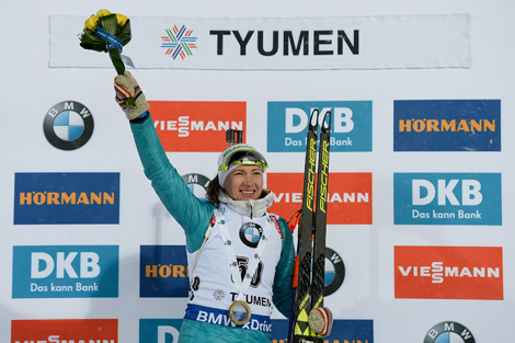 Belarus president congratulates Domracheva on Mass Start gold