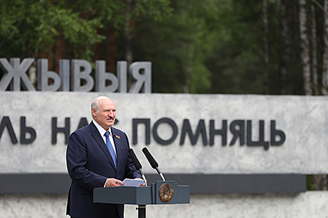 Lukashenko opens reconstructed memorial at site of burned-down village