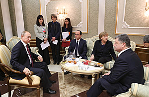 Four heads of state gather in Minsk’s Palace of Independence for talks on Ukraine