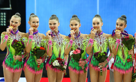 Юниорская сборная Беларуси - победитель ЧЕ по художественной гимнастике в групповых упражнениях с пятью мячами