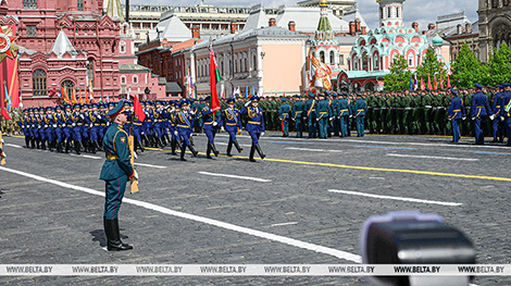 Belarusian regiment marches through Red Square in Moscow