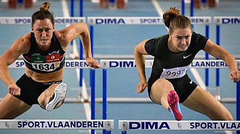 Alina Talay wins 60m Hurdles in Belgium