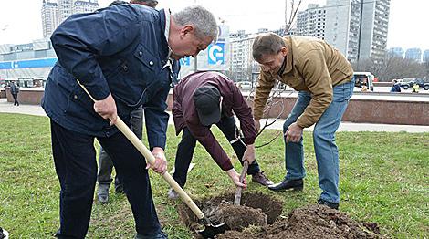Белорусские дипломаты в Москве посвятили субботник 75-летию освобождения Беларуси