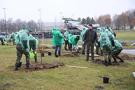 На Кургане Славы на субботнике заложили новый парк в виде крыльев аиста