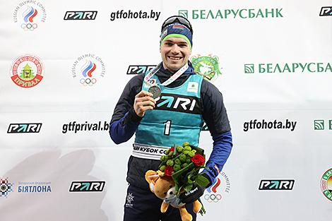 Белорусский биатлонист Дмитрий Лазовский стал вторым в гонке преследования на этапе Кубка Содружества в Раубичах