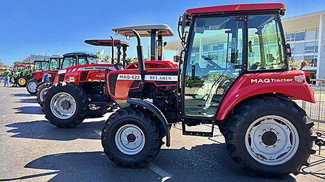 Belarusian tractors on display in front of Brazilian president’s palace