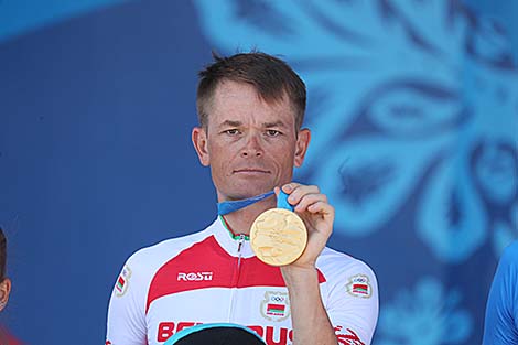 白罗斯自行车选手瓦西里·基里延科在第二届欧洲运动会个人赛中获胜