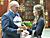 Domracheva presents copy of Big Crystal Globe to Belarus president