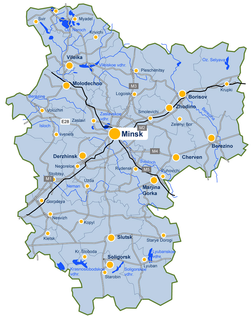 Map of the Minsk region