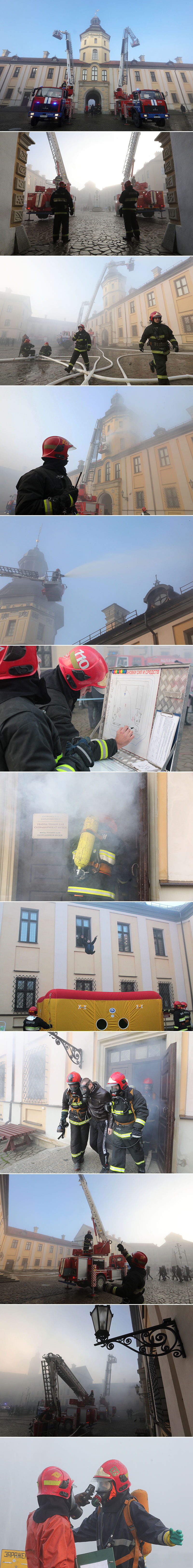 Drills of the Belarusian Emergencies Ministry in Nesvizh Castle