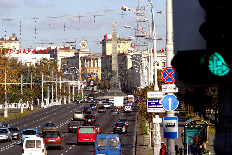 A view of Victory Square from Yanka Kupala Street, Minsk