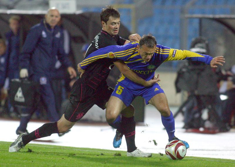 BATE vs Everton. Aleksandr Yurevich and Diniyar Bilyaletdinov