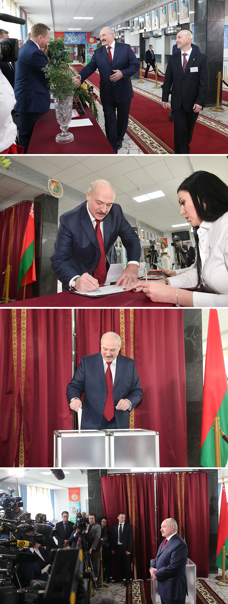 Belarus President Aleksandr Lukashenko votes in the elections to the local councils of deputies, 2018