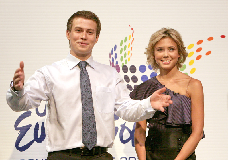 Hosts of the Junior Eurovision 2010 Leila Ismailova and Denis Kurian