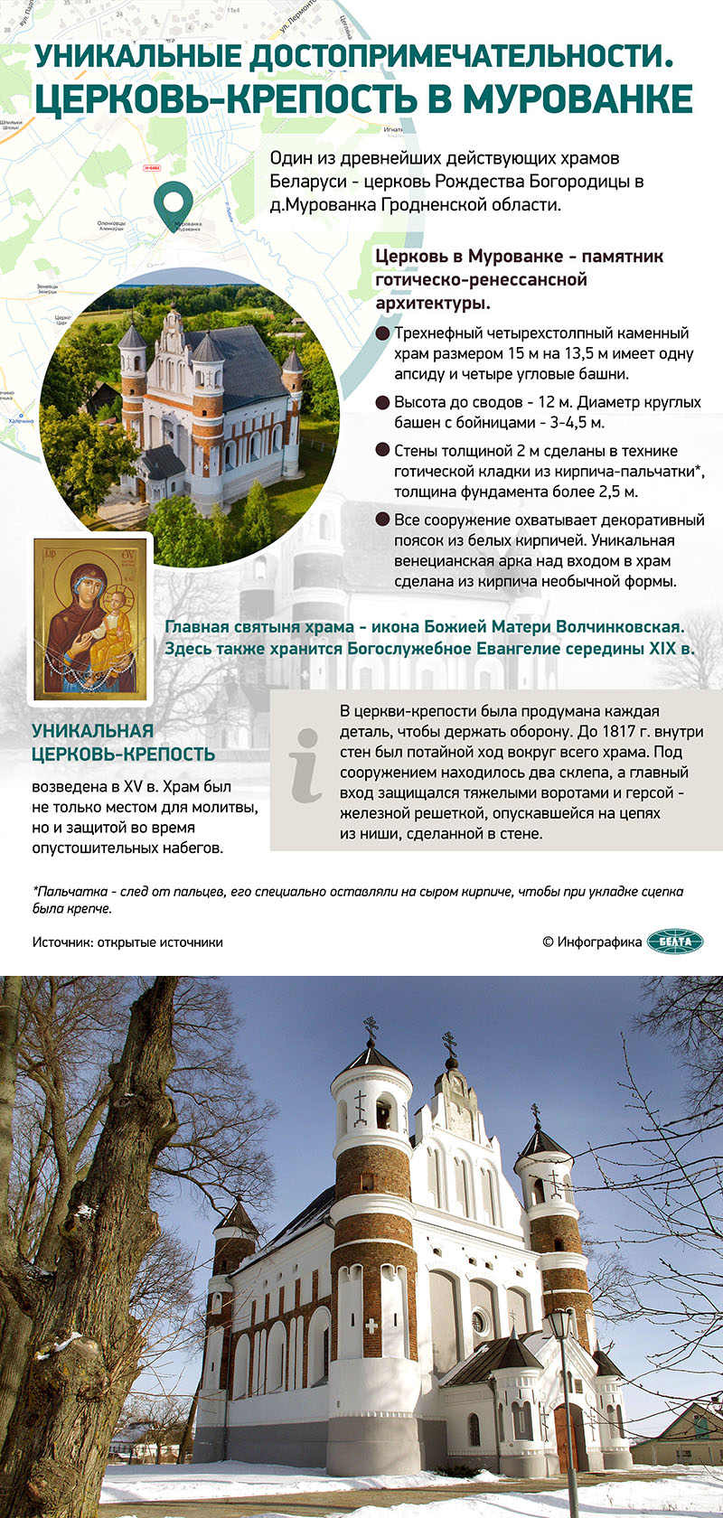 Fortified Orthodox Church of the Nativity of the Blessed Virgin Mary in the village of Murovanka, Shchuchin District