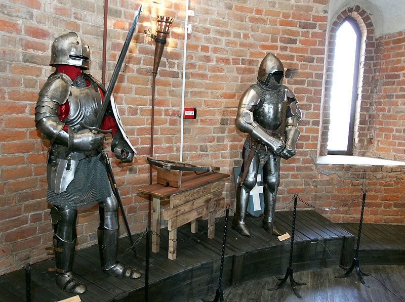 A hall at the Kamenets Tower museum dedicated to the armor of the late 13th – early 16th centuries