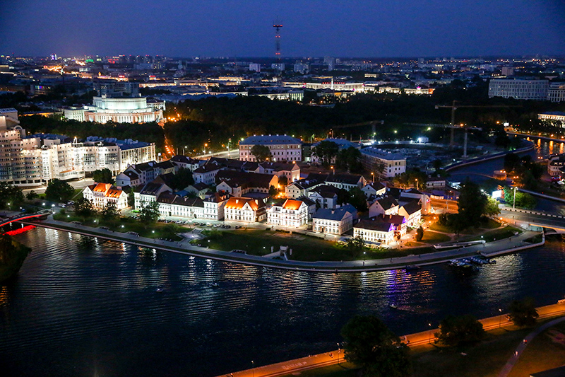 A bird's-eye view of Minsk at night