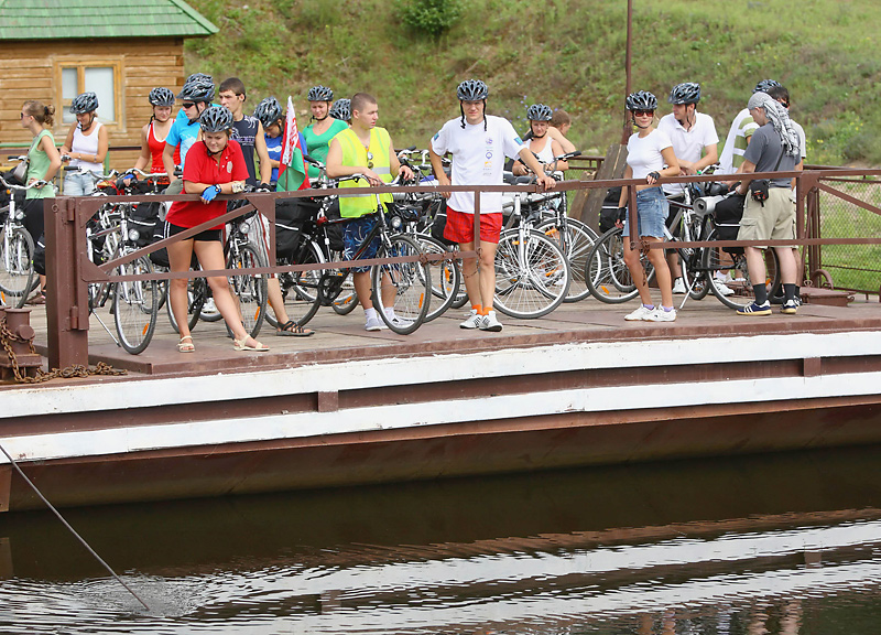 Cyclists on the Augustow Canal