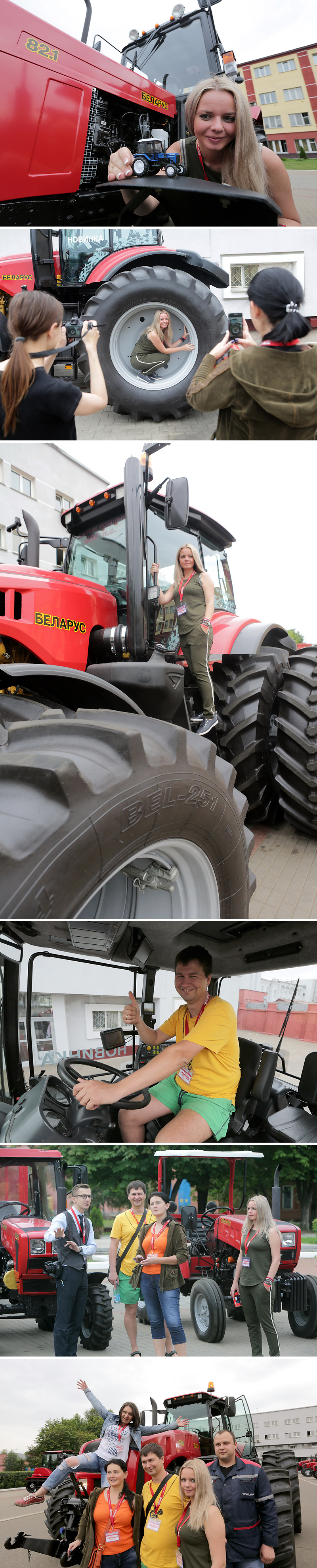 Russian tourists visit the Belarusian tractor plant MTZ