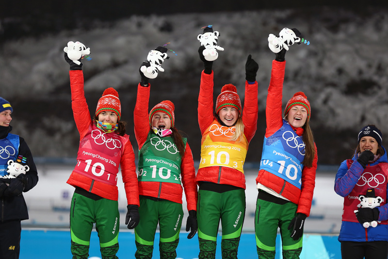 Беларускія біятланісткі перамаглі ў эстафеце на Алімпіядзе-2018