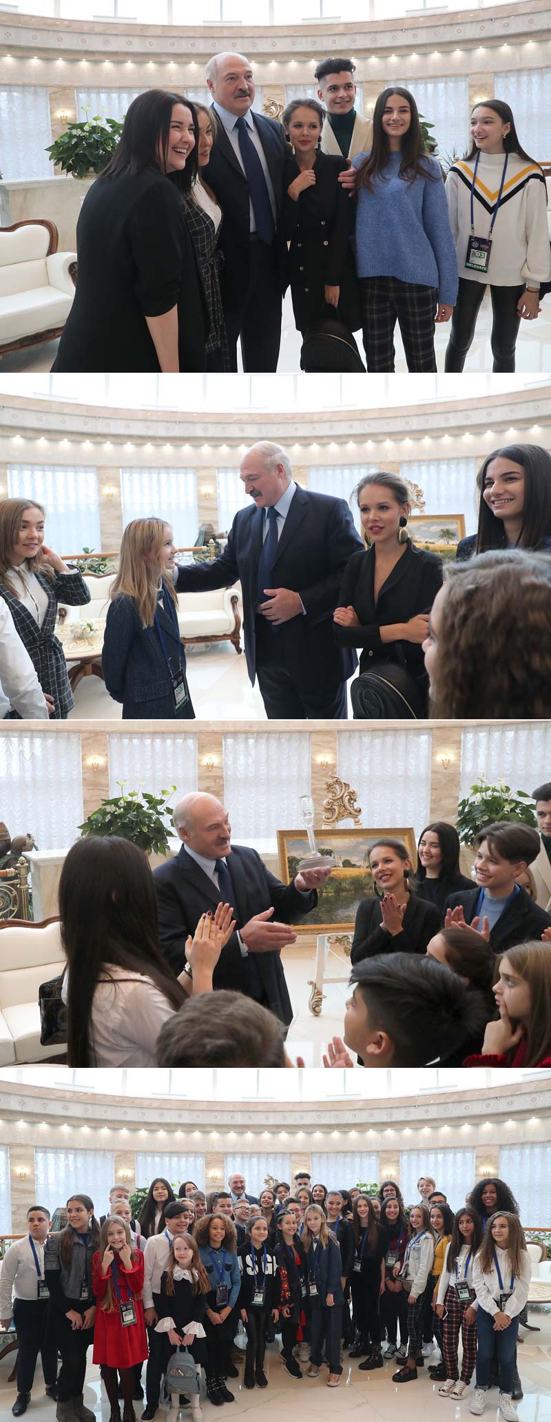 Alexander Lukashenko meets with participants of Junior Eurovision 2018 at Palace of Independence