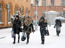 A snowfall in Minsk