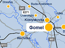 Map of the Gomel region