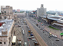 The railway terminal square in Minsk