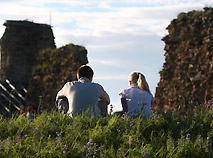 Вид на руины Кревского замка