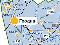 Карта Гродзенскай вобласці