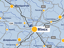 Карта Мінскай вобласці
