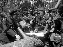 Partisans are discussing the plan of an operation