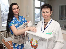 Участок для голосования в роддоме Могилевской больницы скорой помощи, 2018