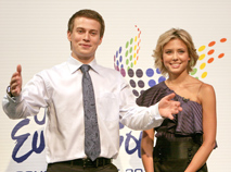 Hosts of the Junior Eurovision 2010 Leila Ismailova and Denis Kurian