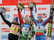 Darya Domracheva took gold at the 2012 IBU World Championships in Ruhpolding