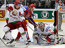 The Belarusian national ice hockey team at the 2010 IIHF ice hockey championship.